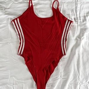 Adidas Women's Originals 3-stripes Bodysuit In Red